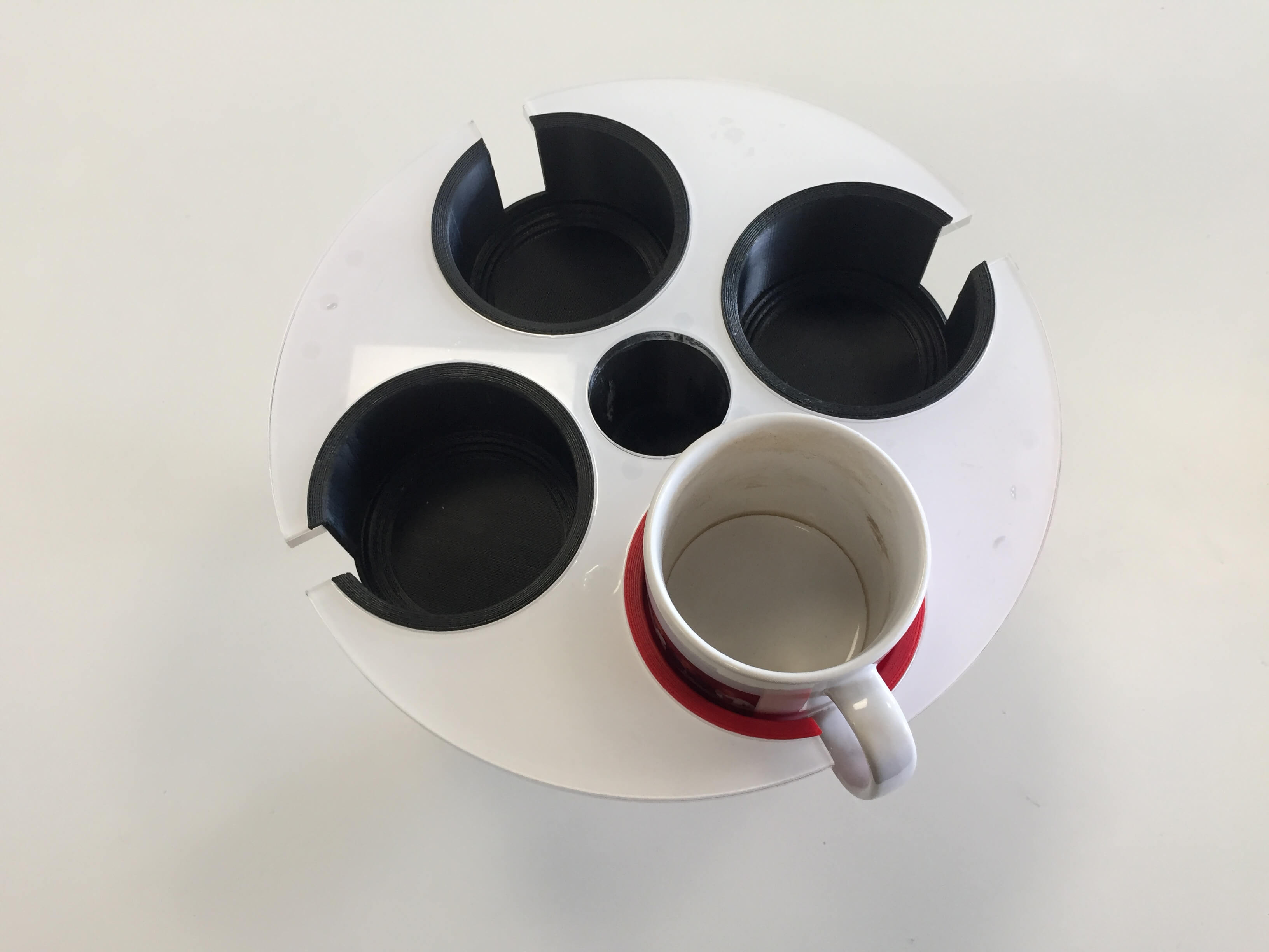 A mug on the tray